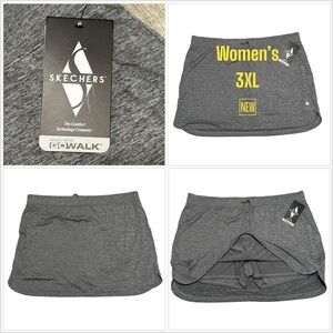 Women’s Skechers 3XL 24 - 26 Drawstring Skort Skirt Woven Gray Activewear NWT